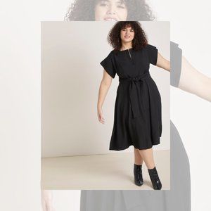 Eloquii Belted Fit and Flare Dress